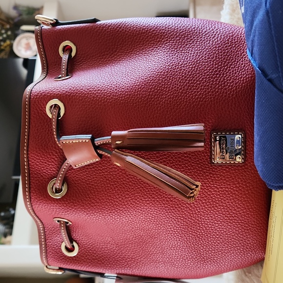 NWT Dooney & Bourke Red Pebbled Leather Aimee Drawstring Crossbody Bag ❤️ - Picture 14 of 16